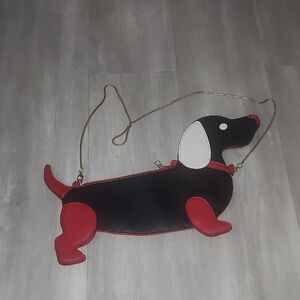 Black and Red Dachshund Crossbody Bag